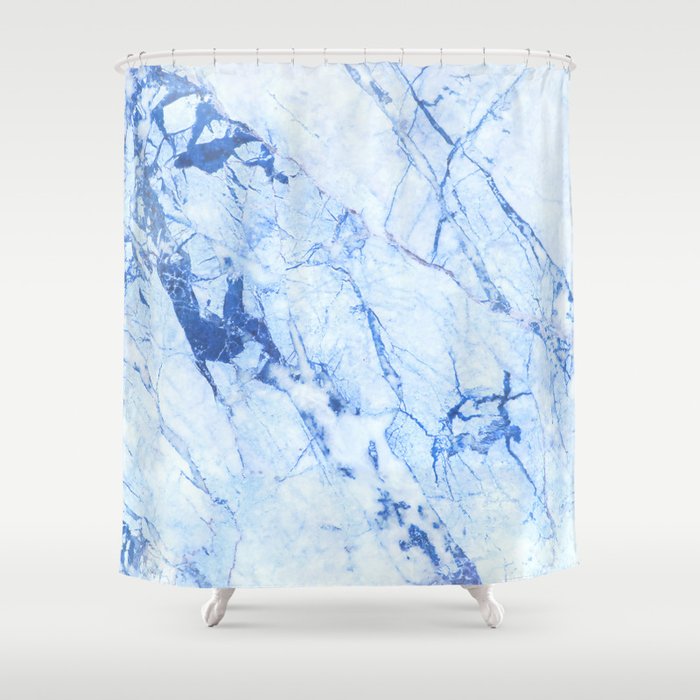 Blue marble texture in natural pattern. Blue stone floor. Shower Curtain