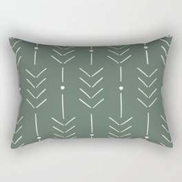 Arrow Lines Pattern in Forest Sage Green 2 Rectangular Pillow