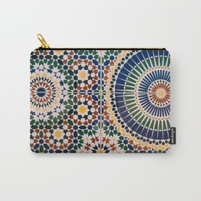 Moroccan Tile Pattern | Colorful Arabic Texture | Psychedelic Boho Motif Carry-All Pouch