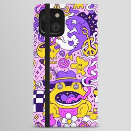 Colorful Funky 90s Smiley Trip Sketch Doodle iPhone Wallet Case