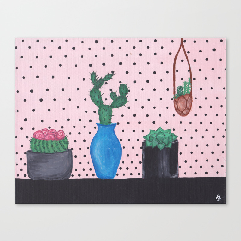 Polka Dot Cactus Painting Canvas Print By Shelbyzcurrie Society6