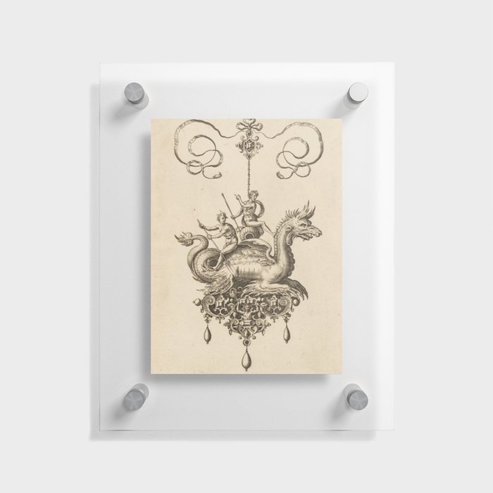 Poseidon and the Kraken Floating Acrylic Print