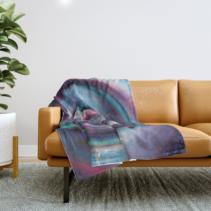 Color Sound-1 (blue pink metal abstract) Throw Blanket