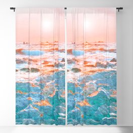 rocky sunset impressionism painted realistic scene Blackout Curtain