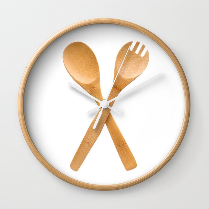 Crossed Fork And Spoon Sign Wall Clock By Skleznev Society6