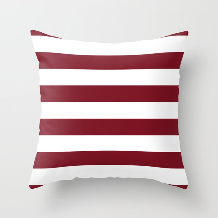 Deep Red Pear And White Wide Horizontal Cabana Tent Stripe Throw
