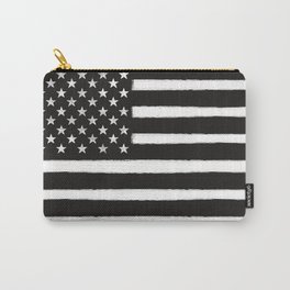 Black N White American Flag Distressed Style Carry-All Pouch | Unity, Usa, Unitedstates, America, White, Flag, Stripes, Monochrome, Distressed, Stars 