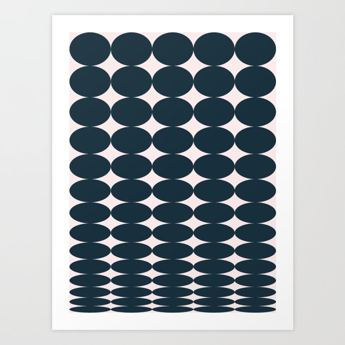 Retro Round Pattern - Dark Blue Art Print