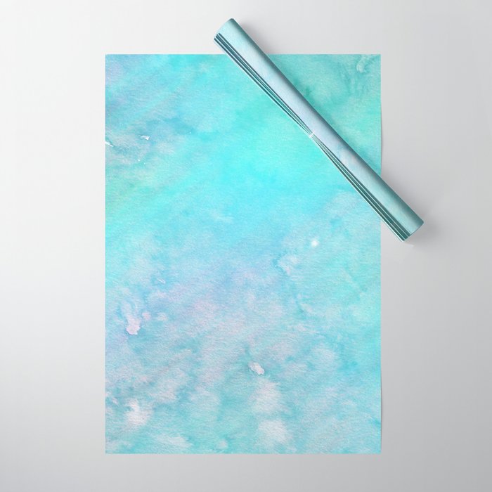 Abstract Teal Turquoise Pink Watercolor Holographic Wrapping Paper