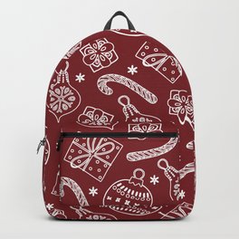 Christmas Doodle Pattern Red Backpack