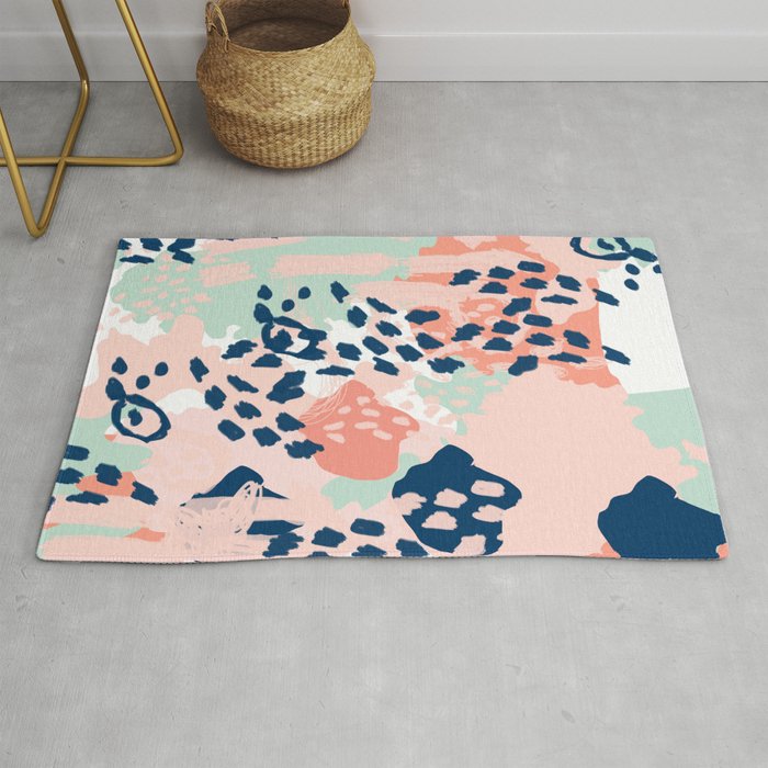 Kylie Abstract Mint Pastels Painting Boho Trendy Simple Minimalist Canvas Home Decor Rug By Charlottewinter