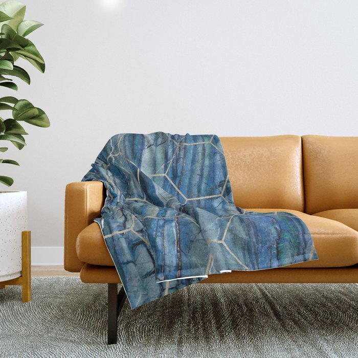 Giusto Azzuro Throw Blanket by marbleco Society6