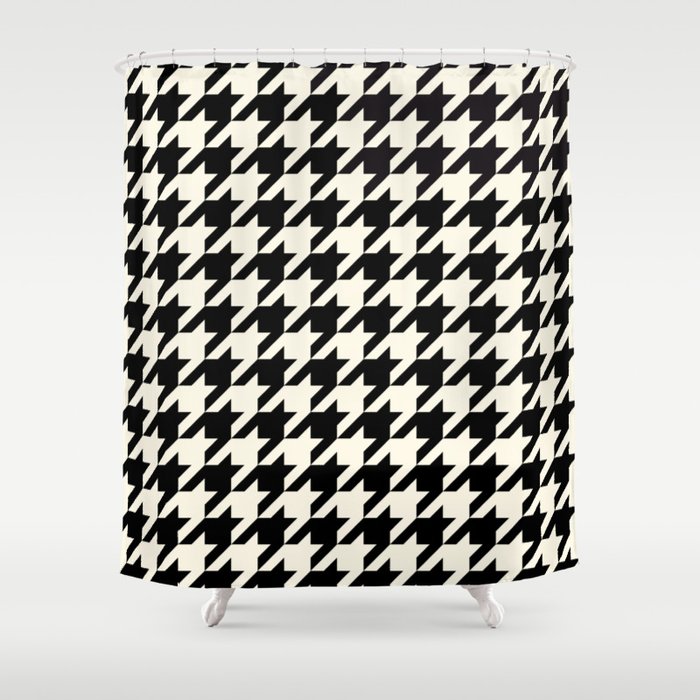 Houndstooth Check in Black & White Shower Curtain