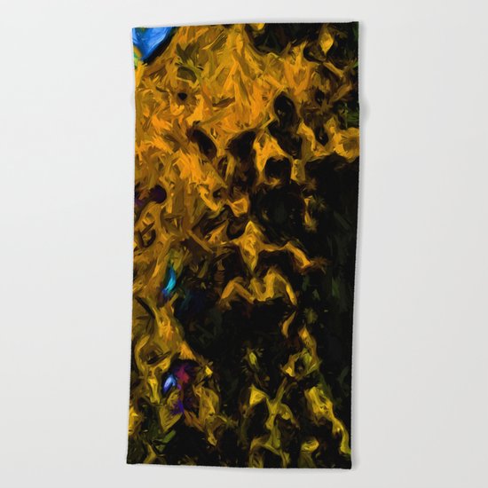Gold Tree with Green Trees Beach Towel