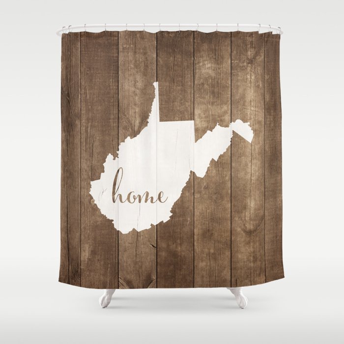 West Virginia Is Home White On Wood Shower Curtain By Yellow13design Society6