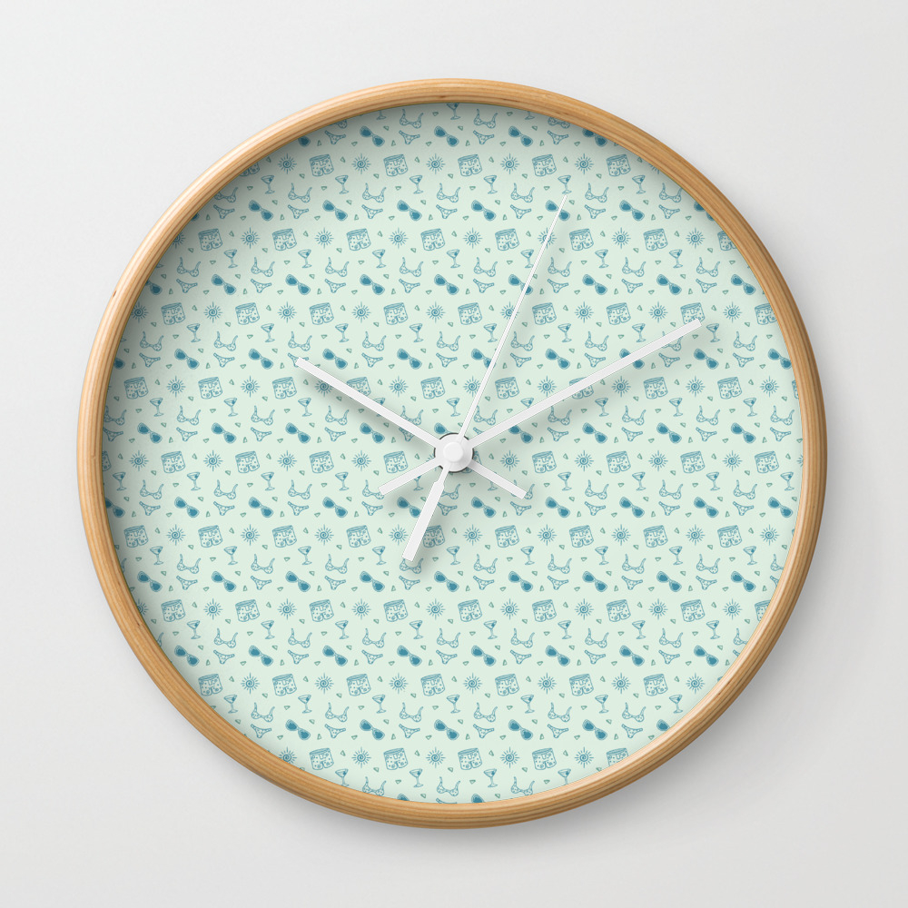 Beach Summer Pattern Wall Clock by createdprototype