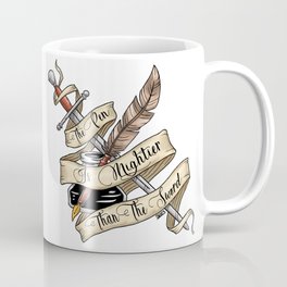 The Pen is Mightier Coffee Mug | Writer, Author, Feather, Pen, Digital, Sword, Painting, Mightier, Ink, Playwright 