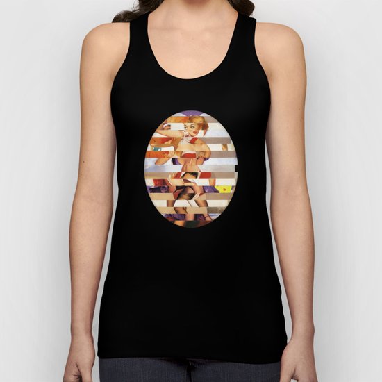 Glitch Pin-Up Redux: Amber Unisex Tank Top