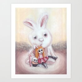 Ester and Bunny Art Print | Goth, Bunny, Pop Surrealism, Rabbit, Girl, Cuteandcreepy, Girly, Children, Painting, Easter 