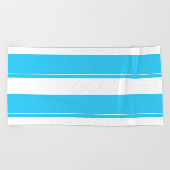 Aqua Teal- Maritime Aqua Teal Stripes Pattern - Mix & Match Beach Towel