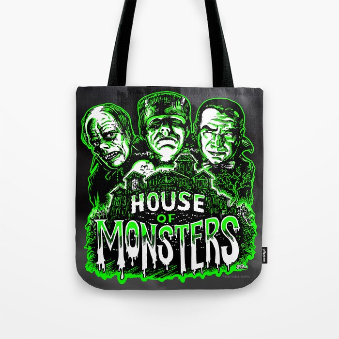 House of Monsters Phantom Frankenstein Dracula classic horror Tote Bag