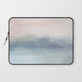 Atlantic Ocean Sunrise II - Blush Pink Mint Sky Baby Blue Abstract Sky, Water Clouds Painting Laptop Sleeve
