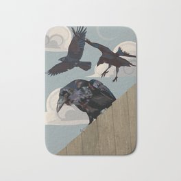 Invasion of the Crows Bath Mat | Bird, Birds, Flying, Crow, Animal, Wild, Drawing, Nature, Perch, Stalk 
