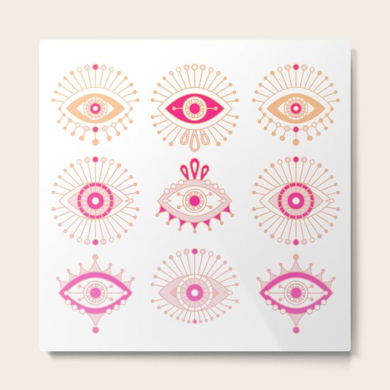 Evil Eyes – Pink Ombré Palette Metal Print