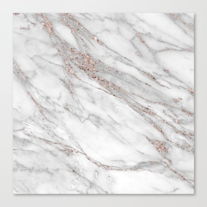 Pink Rose Gold Blush Metallic Glitter Foil On Gray Marble