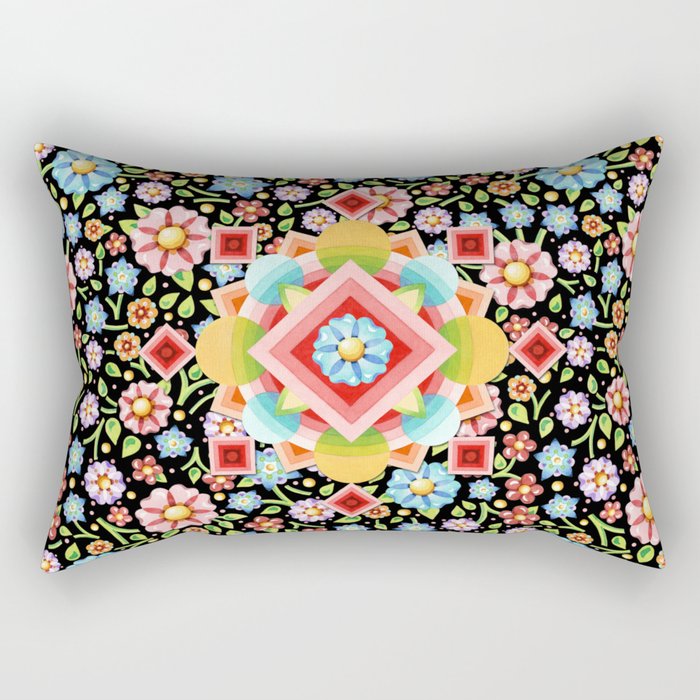 Geometric Chintz Mandala Rectangular Pillow