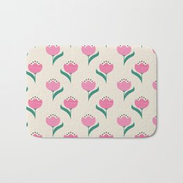 Vintage Pink Fabric Tulips  Bath Mat