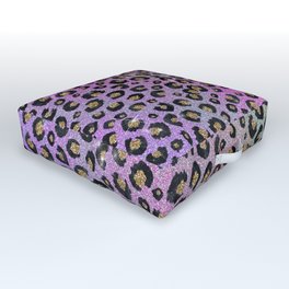 Elegant Pink Blue Gold Glitter Black Leopard Print Outdoor Floor Cushion