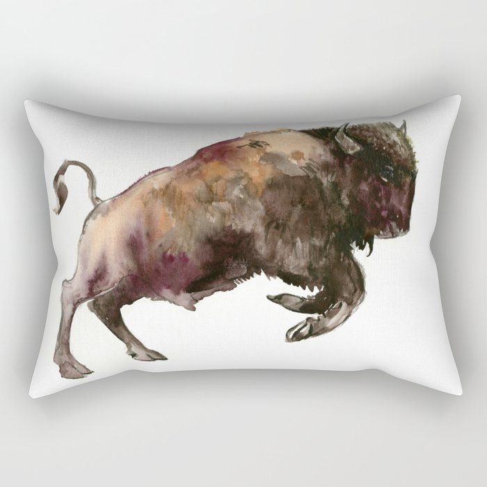 Bison, Bull, animal woodland, bison art, wildlife design Rectangular Pillow