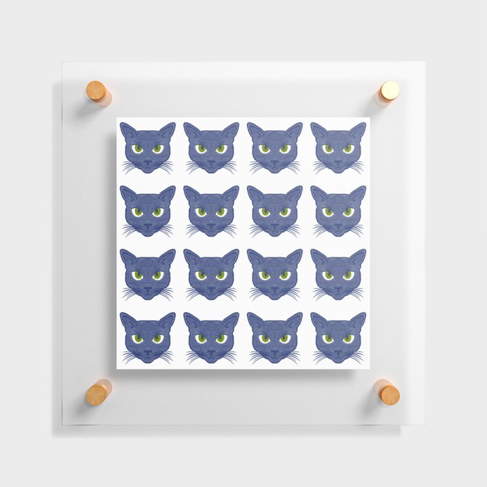 Retro Modern Periwinkle Cats White Pattern Floating Acrylic Print