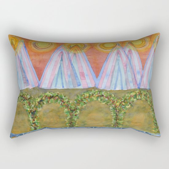 Tipis and decorated Wagon Rectangular Pillow