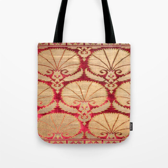 Antique Turkish Carnations Textile Red Tote Bag
