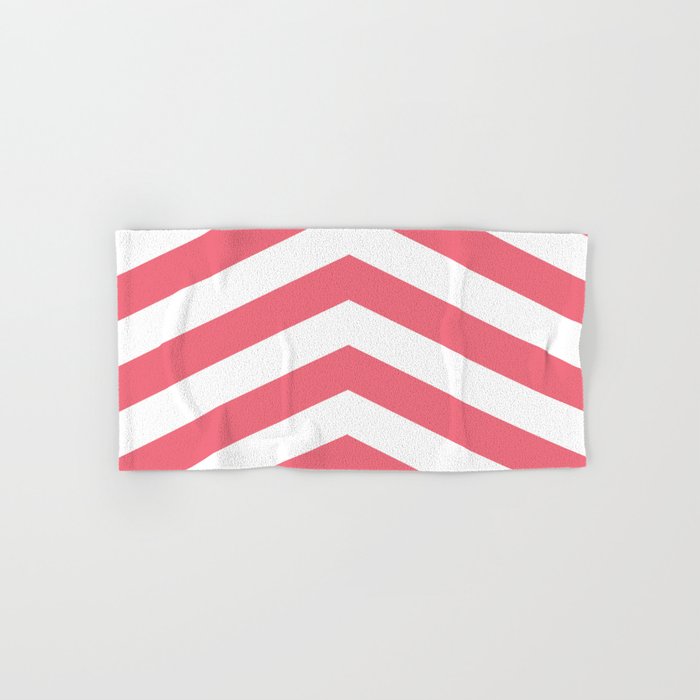 Coral Pink and White Chevron Hand & Bath Towel