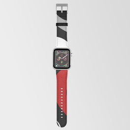 Abstract waves - red, grey, black, white Apple Watch Band