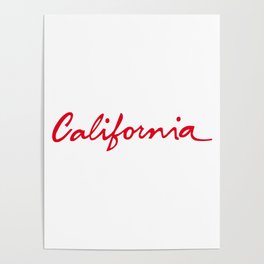 California License Plate Font Palm Trees Sunset Beach Poster