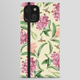 Cream Orchids Botanical Pattern iPhone Wallet Case