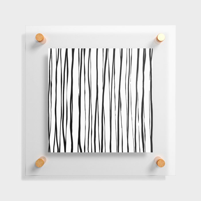 Vertical Brush Strokes - Black and White Floating Acrylic Print
