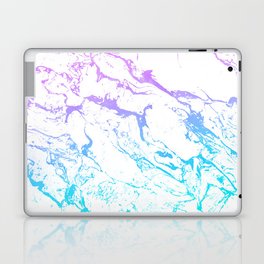 White marble purple blue turquoise ombre watercolor mermaid pattern Laptop Skin