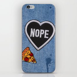 Nope Punk Heart Patch and Pizza Pin on Dirty Denim iPhone Skin