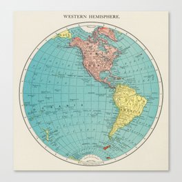  Western Hemisphere, World Atlas Print Canvas Print