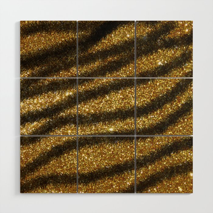 Gold And Black Glitter Zebra Magic Collection Wood Wall Art