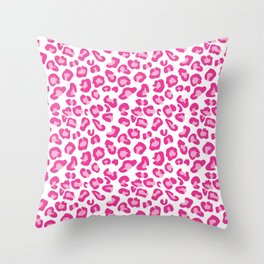 Leopard-Pinks on White Throw Pillow