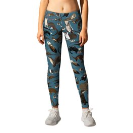 Otters of the World pattern in teal Leggings