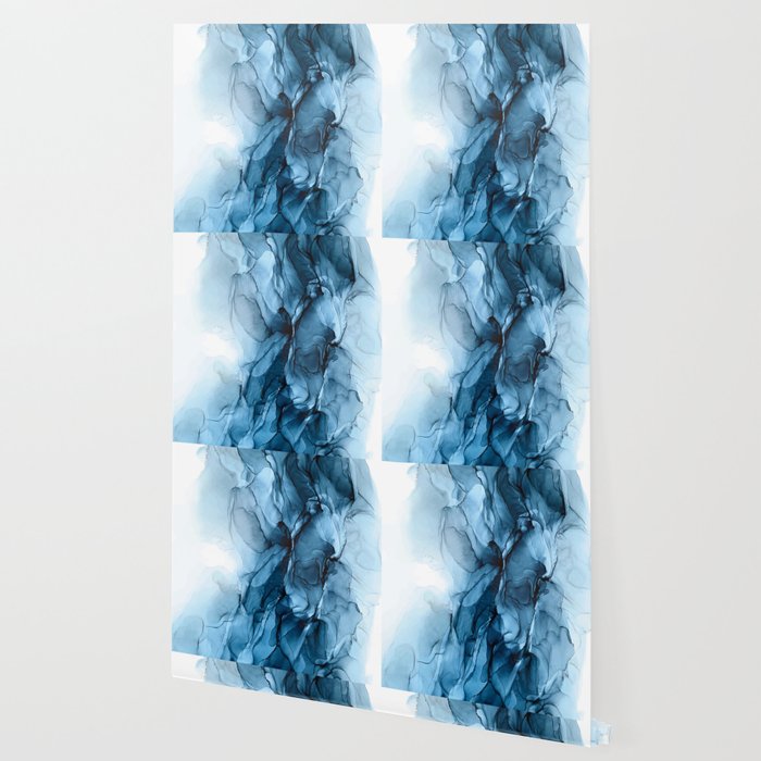 Deep Blue Flowing Water Abstract Painting Wallpaper By