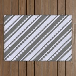 [ Thumbnail: Dim Grey and Lavender Colored Lines Pattern Outdoor Rug ]