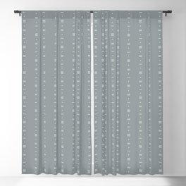 Dashes & Dots - Simple Dot & Line Pattern- Blue Gray Blackout Curtain